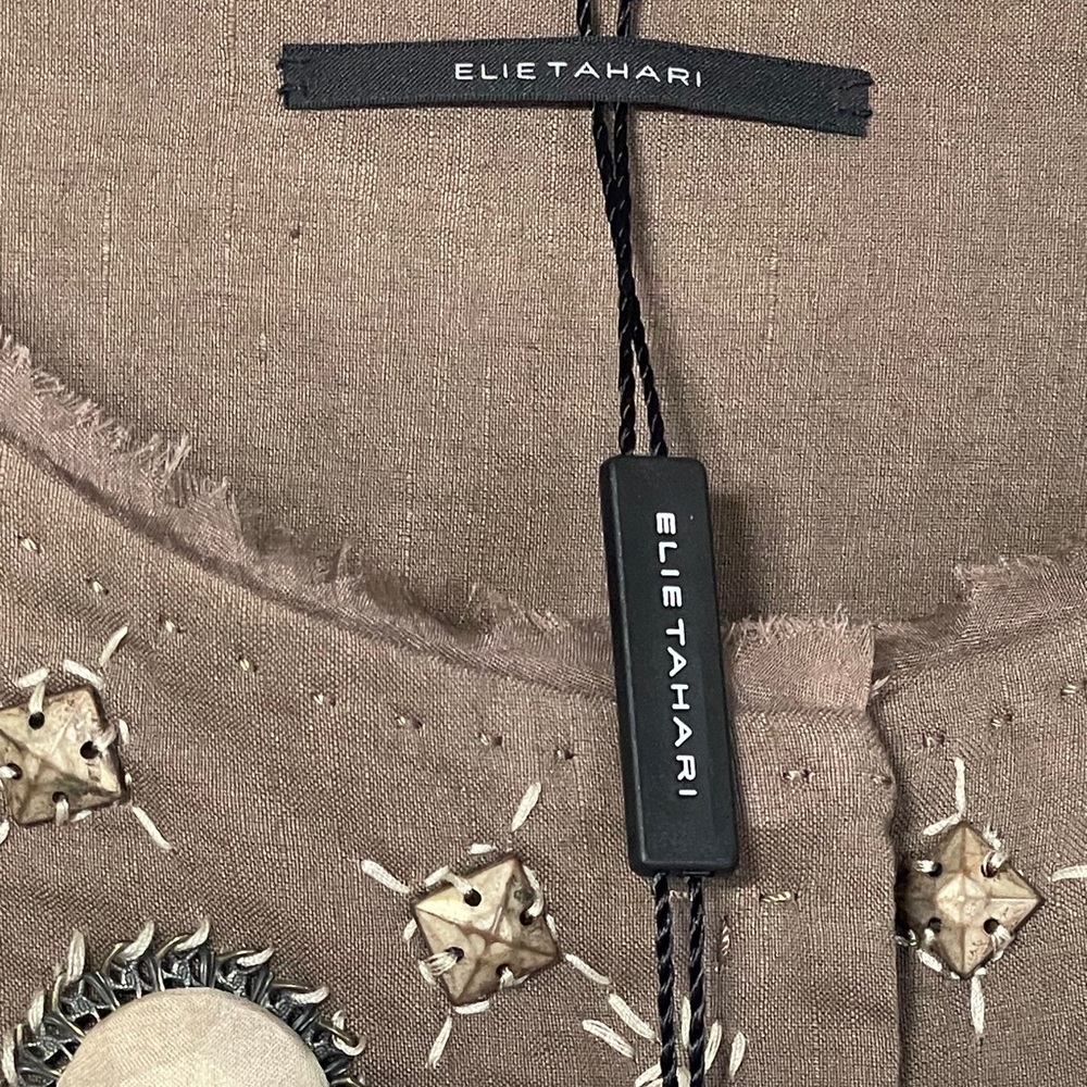 NWT Elie Tahari Neutral Crop Linen Jacket - Picture 7 of 9